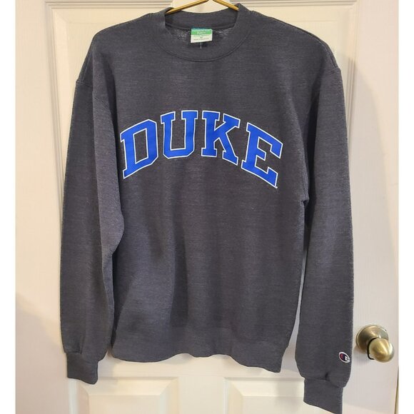 Champion Duke Blue Devils Mens Charcoal Arch Name Long Sleeve Crew Sweatshirt  M - Picture 2 of 8